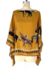 CASHMERE PRINTED PONCHO AMERICAN INDIAN: MUSTARD