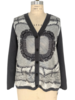 LONG CARDIGAN W/ SILK, FEATHERS:  GRAY