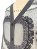 LONG CARDIGAN W/ SILK, FEATHERS:  GRAY