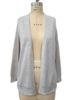 COTTON-LINEN CARDIGAN W/ CABLE: PEARL-WHITE