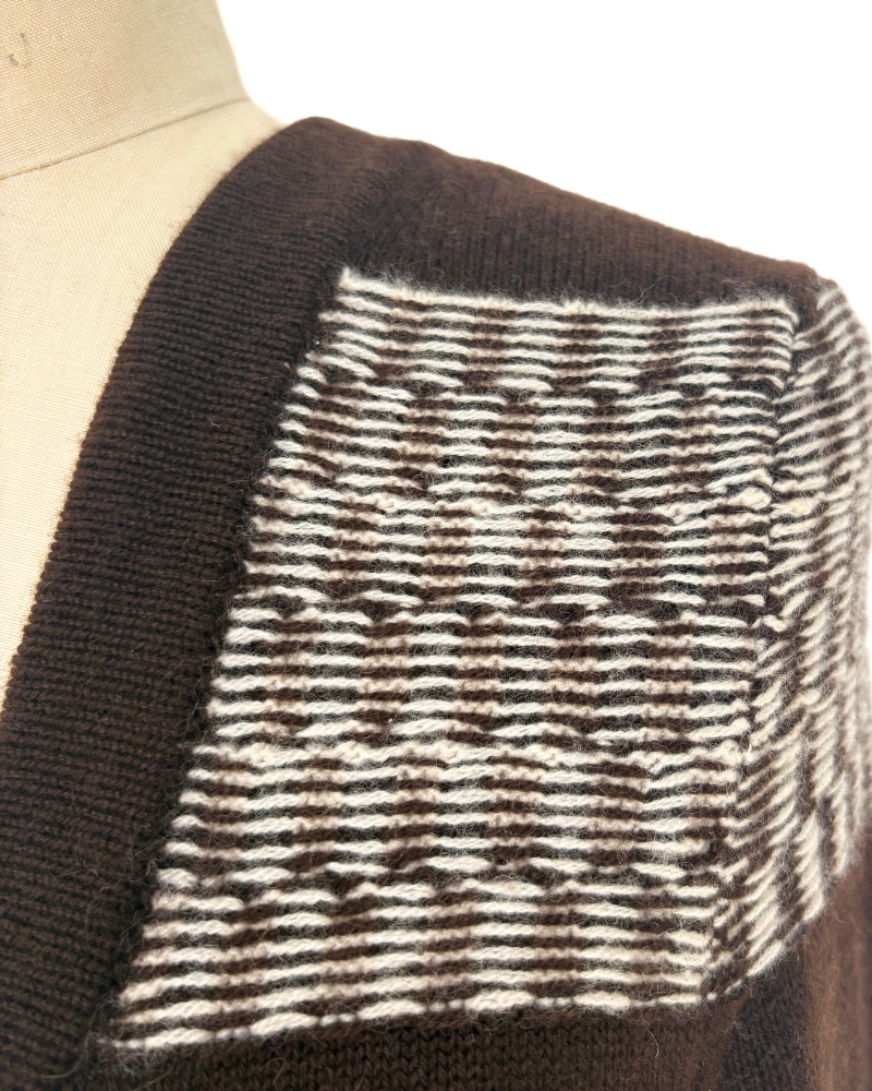 CASHMERE LONG CARDIGAN: CHOCOLATE-WHITE