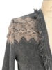 CASHMERE TWO-TONES LONG CARDIGAN W/ KNIT DETAILS: ANTHRACITE-BEIGE