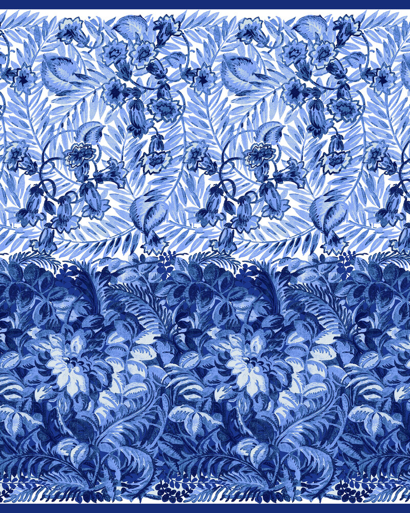 CASHMERE PRINTED PONCHO: CORSICA: BLUE