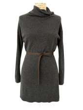 COWLNECK TUNIC  W/ BELT, ANTHRACITE