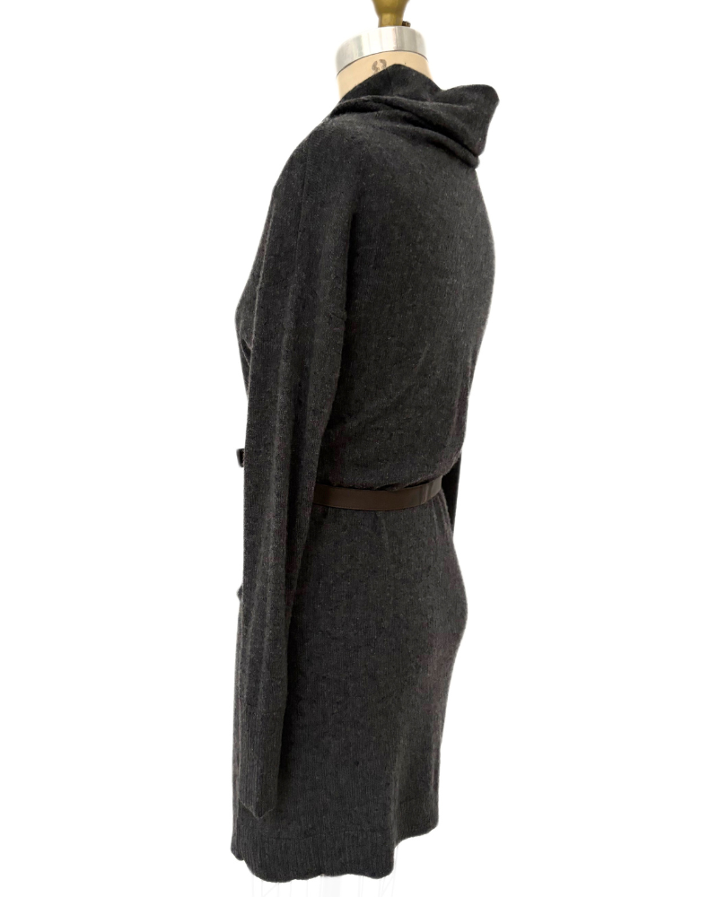 COWLNECK TUNIC  W/ BELT, ANTHRACITE