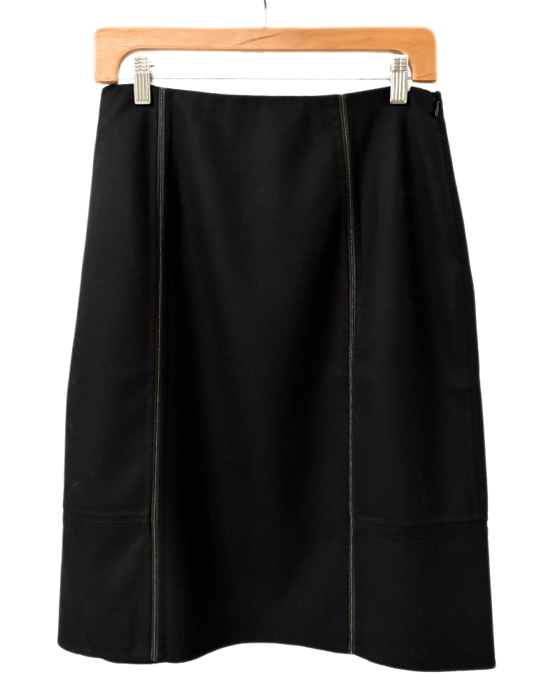 DOUBLE FACE WOOL SKIRT: BLACK