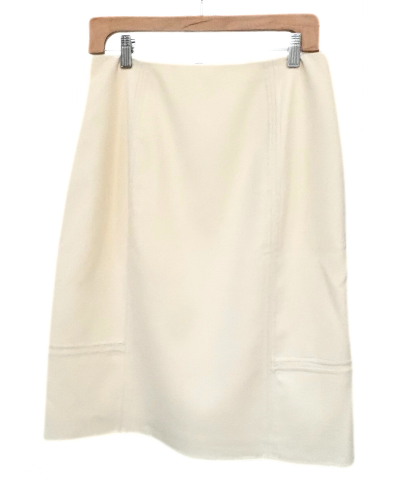 DOUBLE FACE TWILL WOOL SKIRT: IVORY