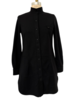 LONG BUTTON FRONT MILITARY COAT: WOOL JERSEY: BLACK