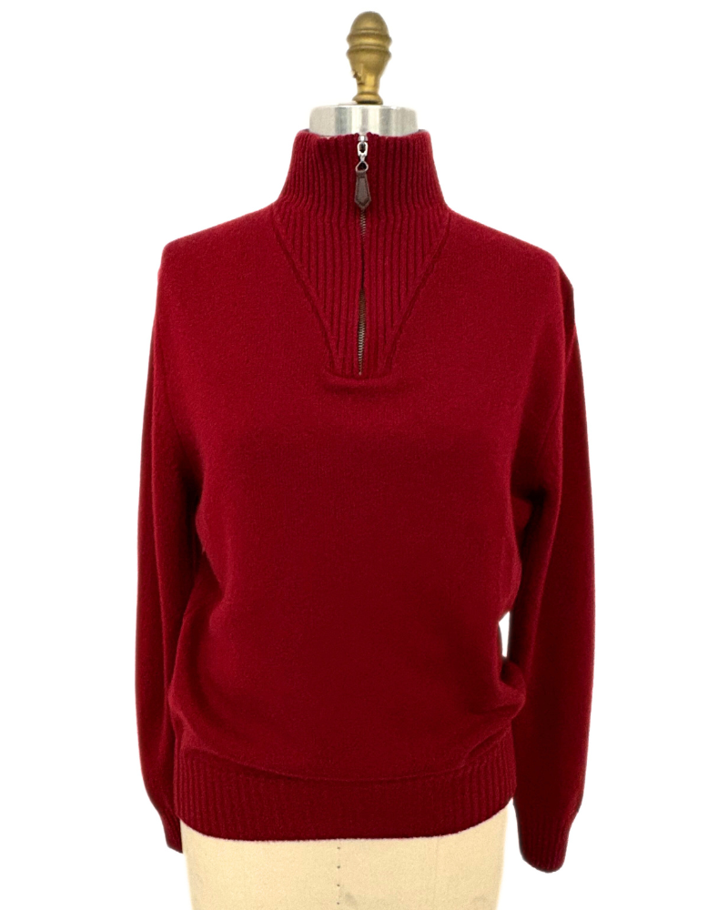 MEN HALF ZIP SWEATER : BURGUNDY
