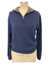 MEN HALF ZIP SWEATER : DENIM