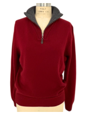 MEN HALF ZIP SWEATER : BURGUNDY