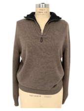 MEN HALF ZIP SWEATER : BROWN