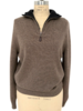 MEN HALF ZIP SWEATER : BROWN