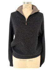 MEN HALF ZIP SWEATER : COAL