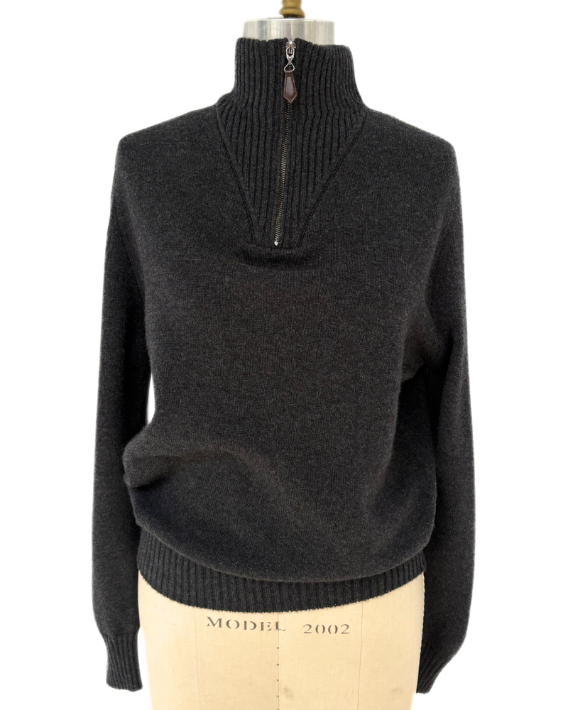 MEN HALF ZIP SWEATER : COAL