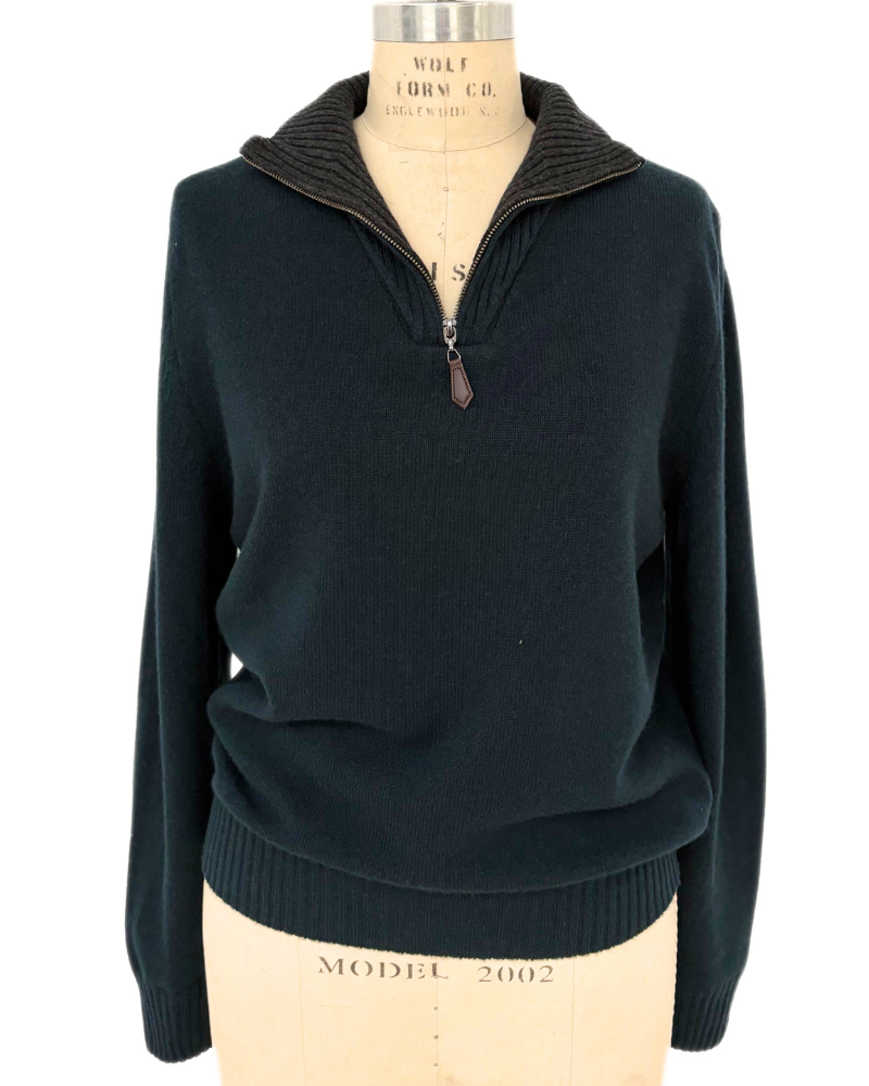 MEN HALF ZIP SWEATER : PETROLEUM