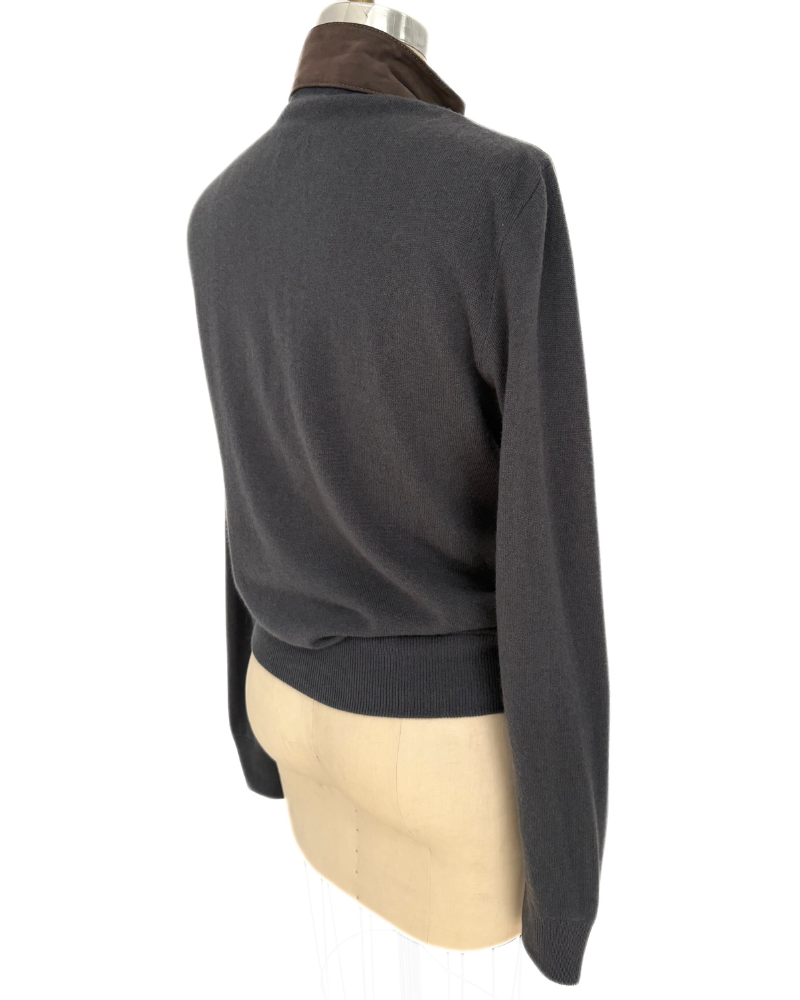 MEN SUEDE FRONT KNIT JACKET : GRAY
