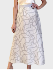 SILK SATIN SKIRT WITH SLIT: DEVON:  GRAY