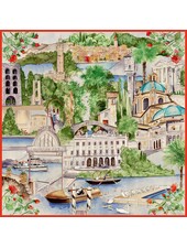CASHMERE PRINTED SCARF: LAKE COMO: MULTI