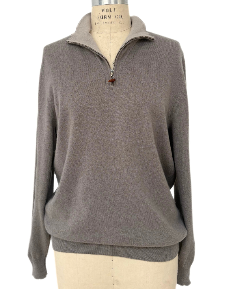 HALF ZIP SWEATER : CLAY