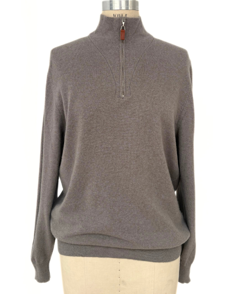 HALF ZIP SWEATER : CLAY