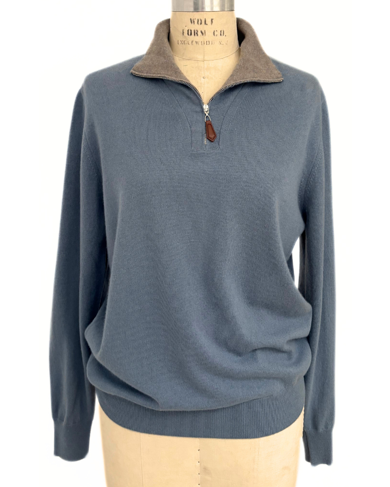 HALF ZIP SWEATER : TEAL
