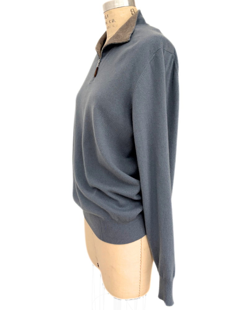 HALF ZIP SWEATER : TEAL