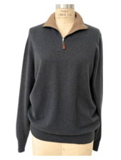 HALF ZIP SWEATER : BLUE-MELANGE