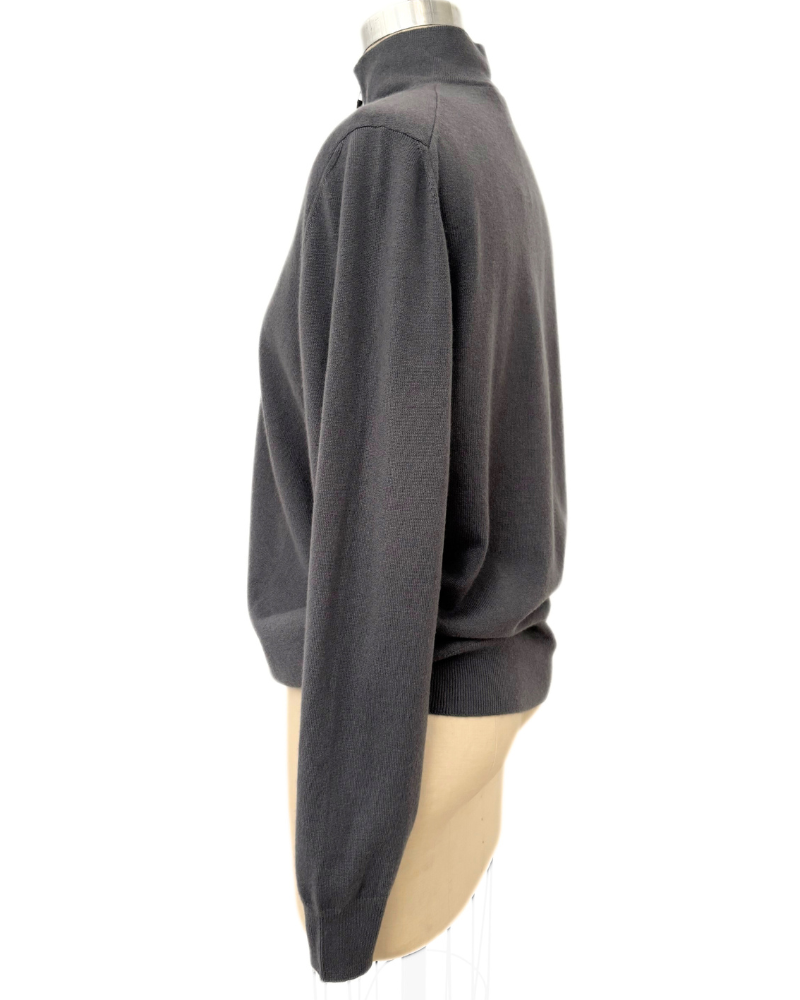 HALF ZIP SWEATER : SLATE-CHOCO