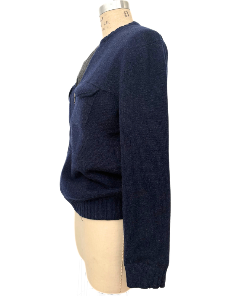 REVERSIBLE BOMBER JACKET : NAVY