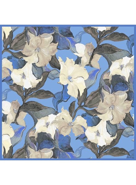 CASHMERE PRINTED SCARF: BERGAMO: BLUE