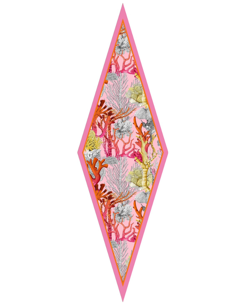 SILK PRINTED MINI LOSANGE: CORAL: PINK