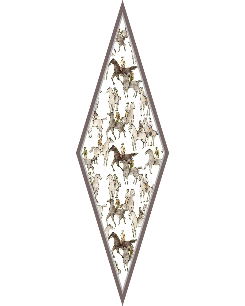 SILK PRINTED MINI LOSANGE: KENSINGTON: BEIGE