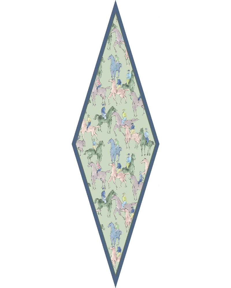 SILK PRINTED MINI LOSANGE: KENSINGTON: GREEN