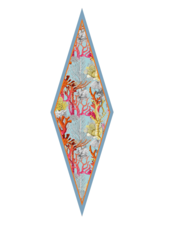 SILK PRINTED MINI LOSANGE: CORAL: TURQUOISE