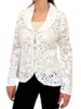 COTTON KNIT LACE SHAWL COLLAR JACKET: IVORY