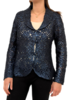 COTTON KNIT LACE SHAWL COLLAR JACKET: NAVY