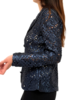 COTTON KNIT LACE SHAWL COLLAR JACKET: NAVY