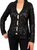 COTTON KNIT LACE SHAWL COLLAR JACKET: BLACK