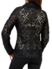 COTTON KNIT LACE SHAWL COLLAR JACKET: BLACK