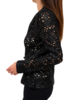 COTTON KNIT LACE SHAWL COLLAR JACKET: BLACK