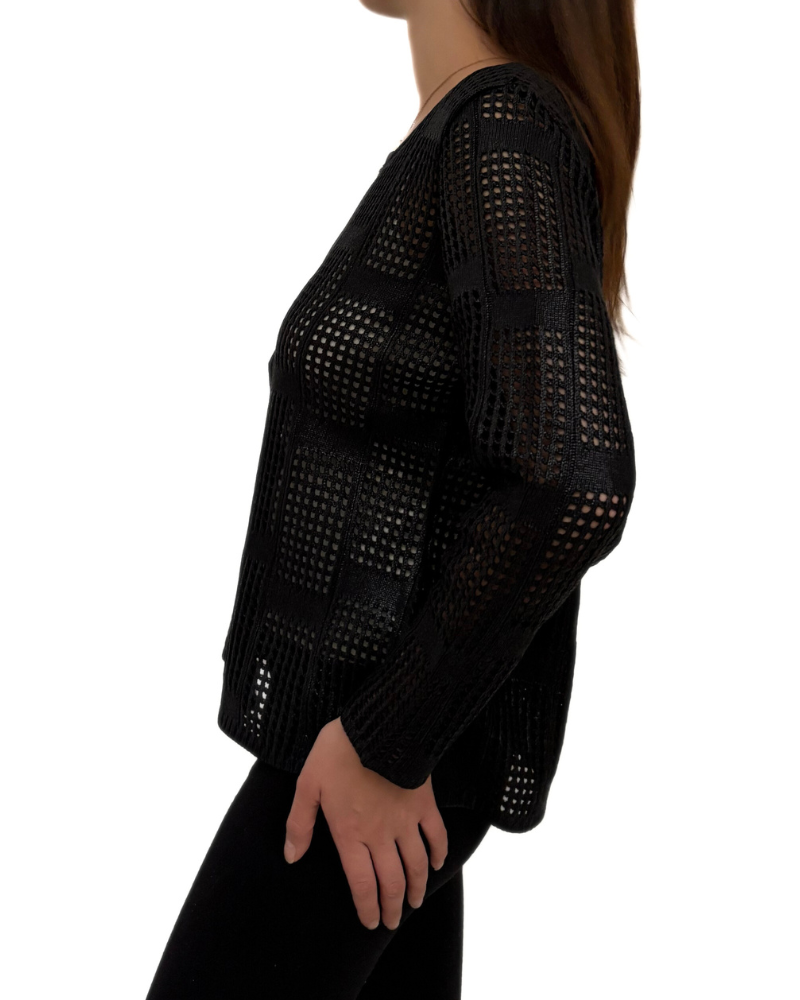 COTTON KNIT METALLIC ZIP JACKET : BLACK