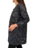 COTTON KNIT METALLIC LACE LONG COLLARLESS COAT : NAVY