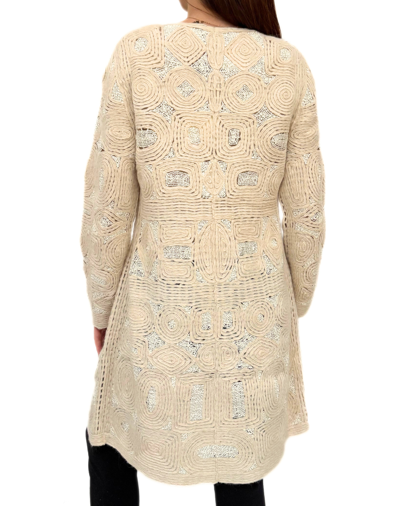 WOOL BLEND LACE JACKET: SAND-IVORY