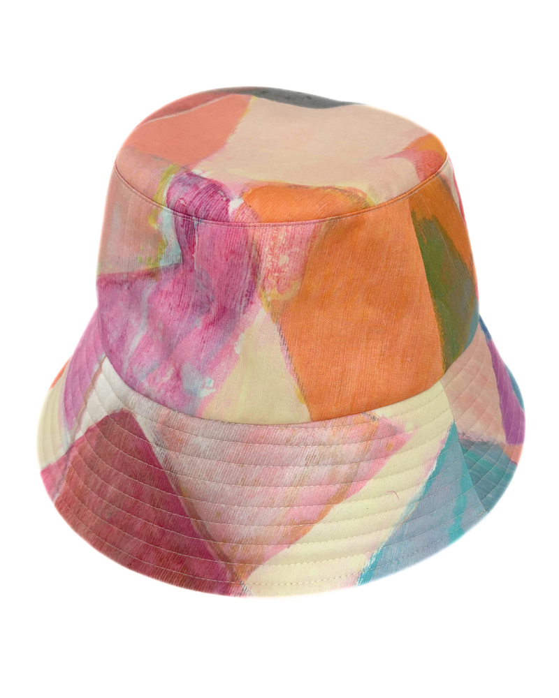 PRINTED COTTON  BUCKET HAT: CUBIST