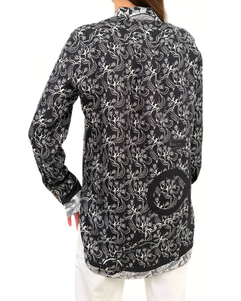 SILK PRINTED SHIRT: LEOPARD: BLACK
