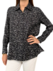 COTTON SHIRT W/ YOKE DETAILS: MINI SADDLES -  BLACK