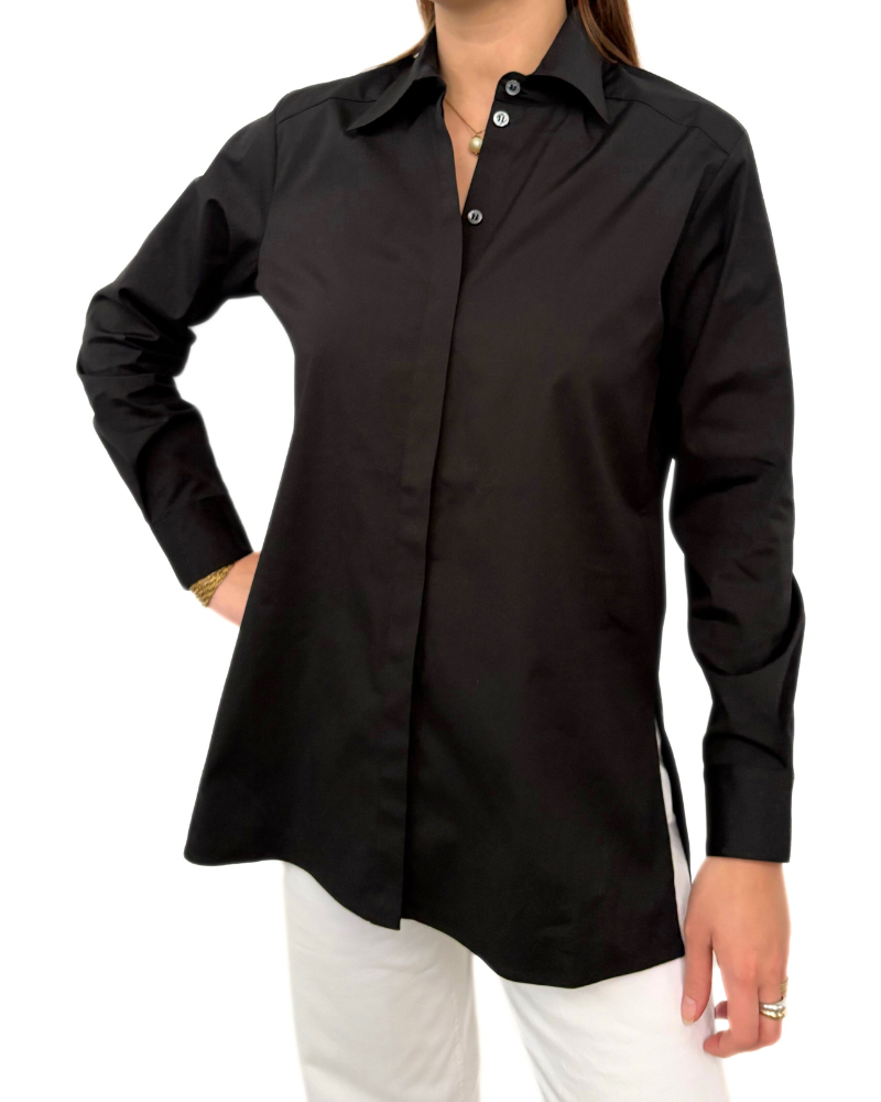 COTTON SHIRT : BLACK