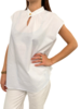 SILK SLEEVELESS BLOUSE: LIGHT BLUE AND WHITE STRIPES