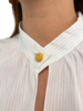 SILK SLEEVELESS BLOUSE: LIGHT BLUE AND WHITE STRIPES